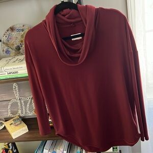 Lou & Grey LOFT - Maroon Cowl Neck Tunic- Small